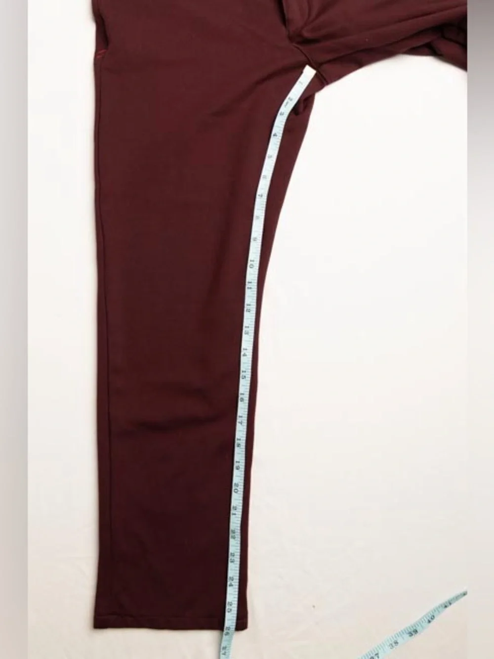 Au Noir Sophisticated Chino Pants Mens 30 Burgundy Wine Stretch Floral Trim 1001